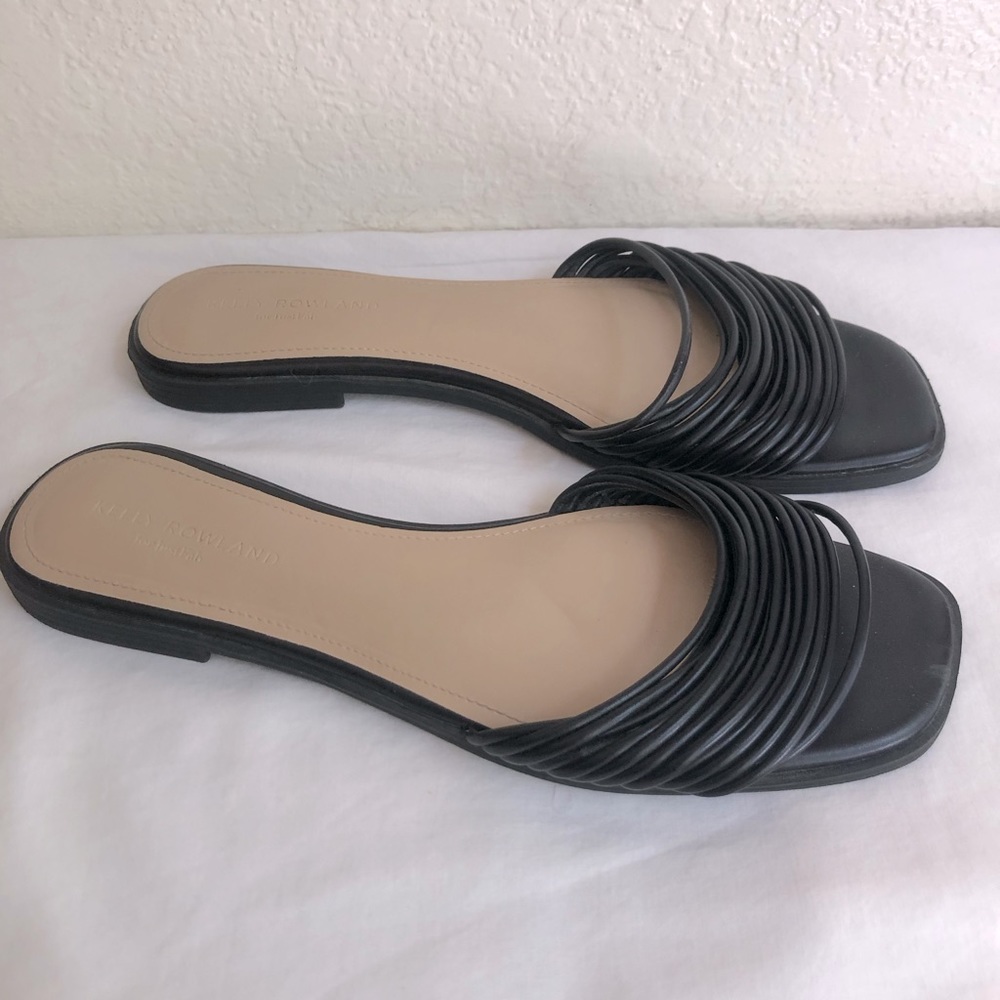 Kelly Rowland for justfab black strap women’s flats sz 10